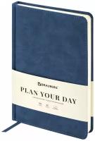 Ежедневник-планер (планинг) / записная книжка / блокнот недатированный А5 138х213 мм Brauberg Status, под кожу, 160 л., темно-синий