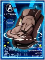 Детское автокресло поворотное ACTRUM Vega Star, Цвет коричневый/ Isofix / Группа 0+/1/2/3 / 0-36кг / 0-12лет