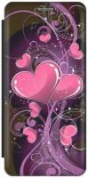 Чехол-книжка Волшебные сердечки на Xiaomi Mi 6X / Mi A2 / Сяоми Ми 6Х / Ми А2 с эффектом блика черный