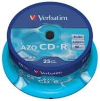 Диск CD-R 700 mb 80 мин. Verbatim 52x (25шт) cake box Crystal azo 43352