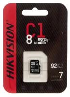 Карта памяти microSDHC UHS-I U1 Hikvision C1 8 ГБ, 23 МБ/с, Class 10, HS-TF-C1(STD)/8G/ZAZ01X00/OD, 1 шт., переходник без адаптера