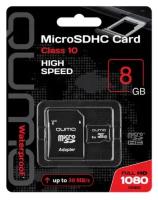 Карта памяти Qumo MicroSDHC 8Gb Сlass 10 + ADP (QM8GMICSDHC10)