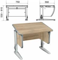 Стол-парта регулируемый дэми СУТ.41, 750x550x530-815 мм, серый каркас, пластик серый, дуб сонома (комплект) шт