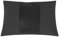 Автомобильная подушка для KIA Optima (Киа Оптима). Жаккард+Экокожа. Середина: чёрная экокожа. Боковины: белая точка. 1 шт