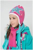 Комплект шапка и шарф для девочки Шалуны 455554 ярко-розовый 52