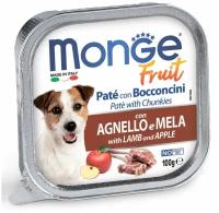 Влажный корм для собак Monge Fruit, ягненок, с яблоком 1 уп. х 1 шт. х 100 г