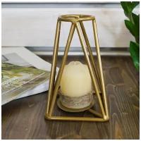Подсвечник для одной свечи металлический под золото, декор для интерьера HITSAD Loft 607-57-G