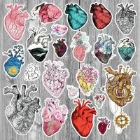 Наклейки-Стикеры Сердце Анатомическое сердце/ Сердце арт Любовь 22 шт