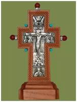 Крест 17128 гальван. на подставке малый с камнями- эмаль