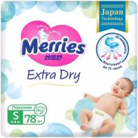 Merries подгузники Extra Dry S, 4-8 кг, 78 шт