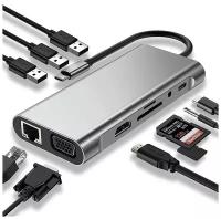 USB-концентратор с Type-C HDMI | RJ-45 | VGA | 3xUSB 3.0 | AUX | Type-C | SD | TF | PD