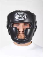 Шлем боксерский LEADERS LS FULL FACE (кожа, черный) (M)