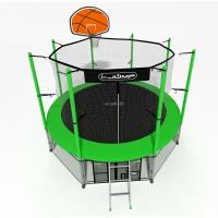 Каркасный батут i-Jump Basket 10ft green баскетбольный щит, защитная сетка 180 см, диаметр 3.05 м, макс. нагрузка 150 кг