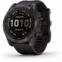 Часы Garmin fenix 7X Sapphire Solar (010-02541-11) титановый угольно-серый DLC с силиконовым ремешком