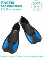 Ласты пластиковые с резиновыми вставками закрытая пятка INDIGO AQUA XXS (33-34) Черно-синий