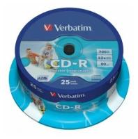 Диск Verbatim CD-R 700Mb 52x Cake Box (25шт) Printable (43439)