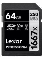 Карта памяти LEXAR Professional 1667x SDXC UHS-2 U3 V60 64 ГБ