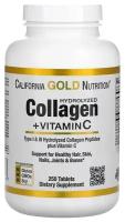California Gold Nutrition Hydrolyzed Collagen + Vitamin C таб., 250 г, 250 шт