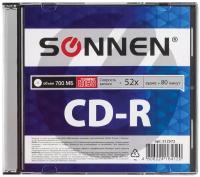 Диск CD-R SONNEN, 700 Mb, 52x, Slim Case (1 штука), 512572