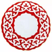 Тарелка Красная Пахта, Turon Porcelain, с золотом, рифленый край, Ø 17.5 см