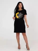 Туника женская больших размеров летняя Цветок солнца черный IvCapriz 50
