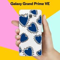 Силиконовый чехол на Samsung Galaxy Grand Prime VE Синий сердца / для Самсунг Галакси Гранд Прайм ВЕ Дуос