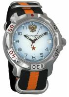 Мужские наручные часы Восток Командирские 811323-black-orange, нейлон, оранжевый/черный