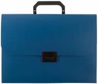 STAFF Портфель пластиковый А4, 13 отделений, синий