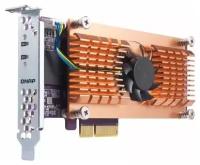 Опция для СХД/ QNAP QM2-2S-220A Dual M.2 22110/2280 SATA SSD expansion card (PCIe Gen2 x2), Low-profile bracket pre-loaded, Low-profile flat and Full-height are bundled (shorter version to support TVS-x82/TS-x77 PCIe slot 2 & slot 3)