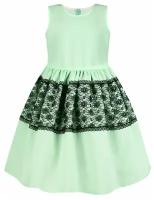 Платье радуга дети, нарядное, флористический принт, размер 28/110, зеленый