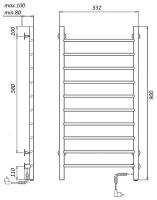 Полотенцесушитель электрический Domoterm Аврора DMT 109-10 50х90 EK R подключение справа, витой провод