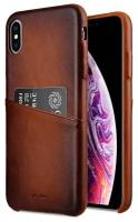 Кожаный чехол накладка Melkco Elite Series для iPhone XS Max (6.5") - Snap Back Pocket Case, коричневый