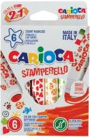 Фломастеры-штампы двусторонние Carioca "Stamp Markers", 06цв, смываемые, картон, европодвес