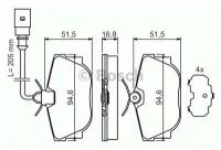 Колодки дисковые задние для vw t4 2.5/2.4d 99-03 Bosch 0986494051