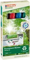 Набор маркеров перманентных edding 22 EcoLine, скошенный наконечник,1-5 мм,4 цвета, картонная коробка 4 цвета
