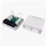 Розетка компьютерная Hyperline RJ-45 (8P8C) SB1-2-8P8C-C5e-WH, категория 5e, двойная, внешняя, Dual IDC