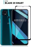 Защитное стекло ROSCO для ZTE Blade 20 Smart (ЗТЕ Блейд 20 Смарт). Высокопрочное с премиальным олеофобным покрытием, ультрапрозрачное с черной рамкой