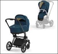 Универсальная коляска Cybex Priam IV 2 в 1, mountain blue/matt black, цвет шасси: черный