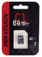 Карта памяти Hikvision microSDXC 64Gb Class 10 UHS-I U1 + ADP (92/30 Mb/s)