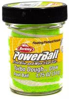 Форелевая паста BERKLEY PowerBait Turbo DOUGH 50 гр Glow (Trout Dough, цв. Шартрез/Белый) / Паста Беркли / Рыбалка на форель / Всесезонная / Свежая партия / Производство США