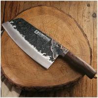 Японский кухонный нож - топорик Kimatsugi Kaiju / Нож для разделки мяса / Японская сталь AUS-8 / Длина лезвия 20 см
