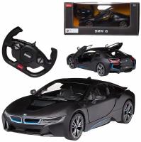 Машинка на радиоуправлении Rastar BMW i8 (USB-зарядка), (арт. 71070), 1:14 (33см). Двери открываются. Черная