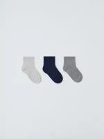 Носки Sela 3 пары, размер 26/28, серый, синий