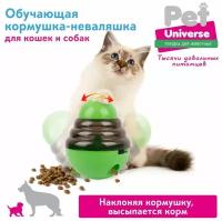 Развивающая игрушка для собак и кошек Pet Universe, головоломка, обучающая неваляшка кормушка дозатор, для медленной еды и лакомств, IQ PU1006GN