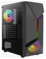 Корпус Aerocool SCAPE-G-BK-v2 (2xUSB, 2xAudio, 120 мм + 2x140 мм FAN, RGB подсветка, прозрачная стенка-закаленное стекло, mATX, без БП)