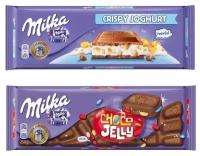 Гигантская плитка шоколада Milka Choco Jelly Chocolate 250 гр. + Crispy Joghurt 300 гр. (2 шт.)