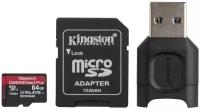 Карта памяти Kingston MLPMR2 64 GB, чтение: 285 MB/s, запись: 165 MB/s, адаптер на SD