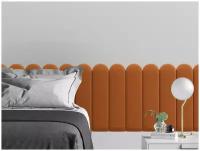 Мягкое изголовье кровати Velour Orange 15х60R см 4 шт