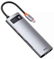 USB-концентратор Хаб Hub Baseus Metal Gleam Series 8 в 1 (Space Grey) Type-C(PD), 4k HDMI, SD, MicroSD, RJ45, 3xUSB 3.0 (CAHUB-CV0G)