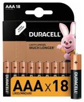 Батарейки комплект 18 шт DURACELL Basic, AAA (LR03, 24А), алкалиновые, мизинчиковые, блистер, 81483686